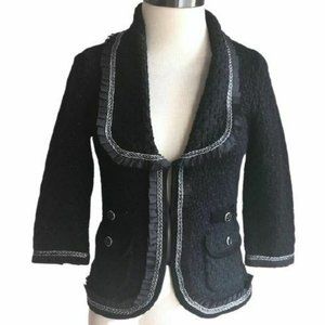 WHBM Sweater Knit Metallic Trim Shimmer Jacket L